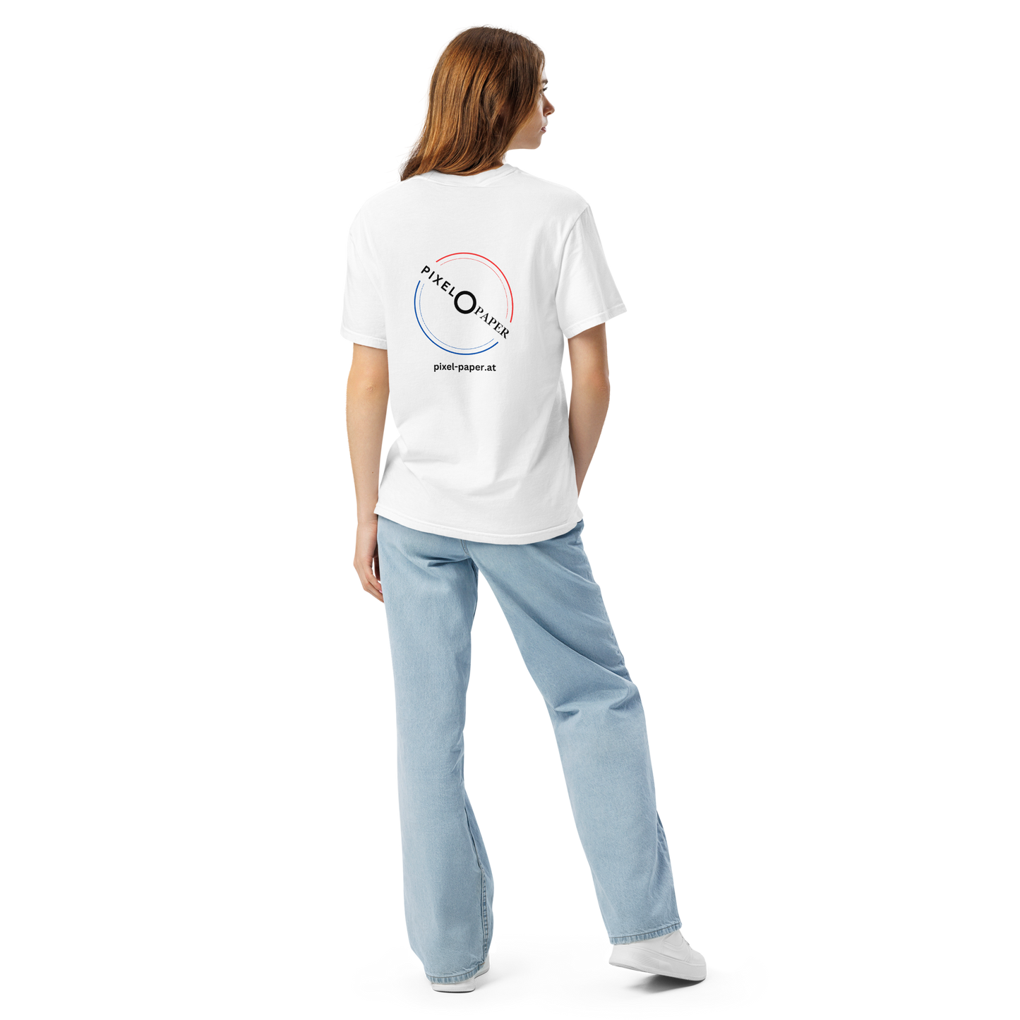 Schweres textilgefärbtes Unisex-T-Shirt - PixelPaper Stickerei