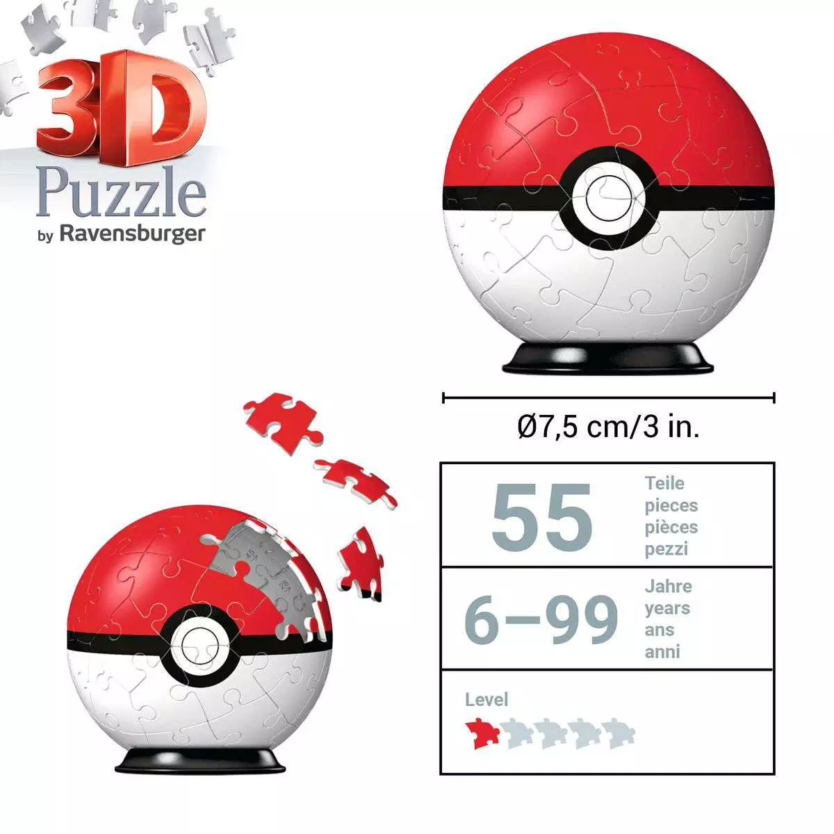 3D Puzzle-Ball Pokéball (54 Teile) – Ansicht 4