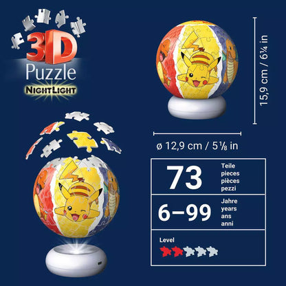 3D Puzzle-Ball Nachtlicht Pokémon (72 Teile) – Ansicht 4