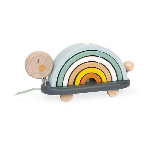 Janod Sweet Cocoon Nachziehtier Schildkröte Regenbogen