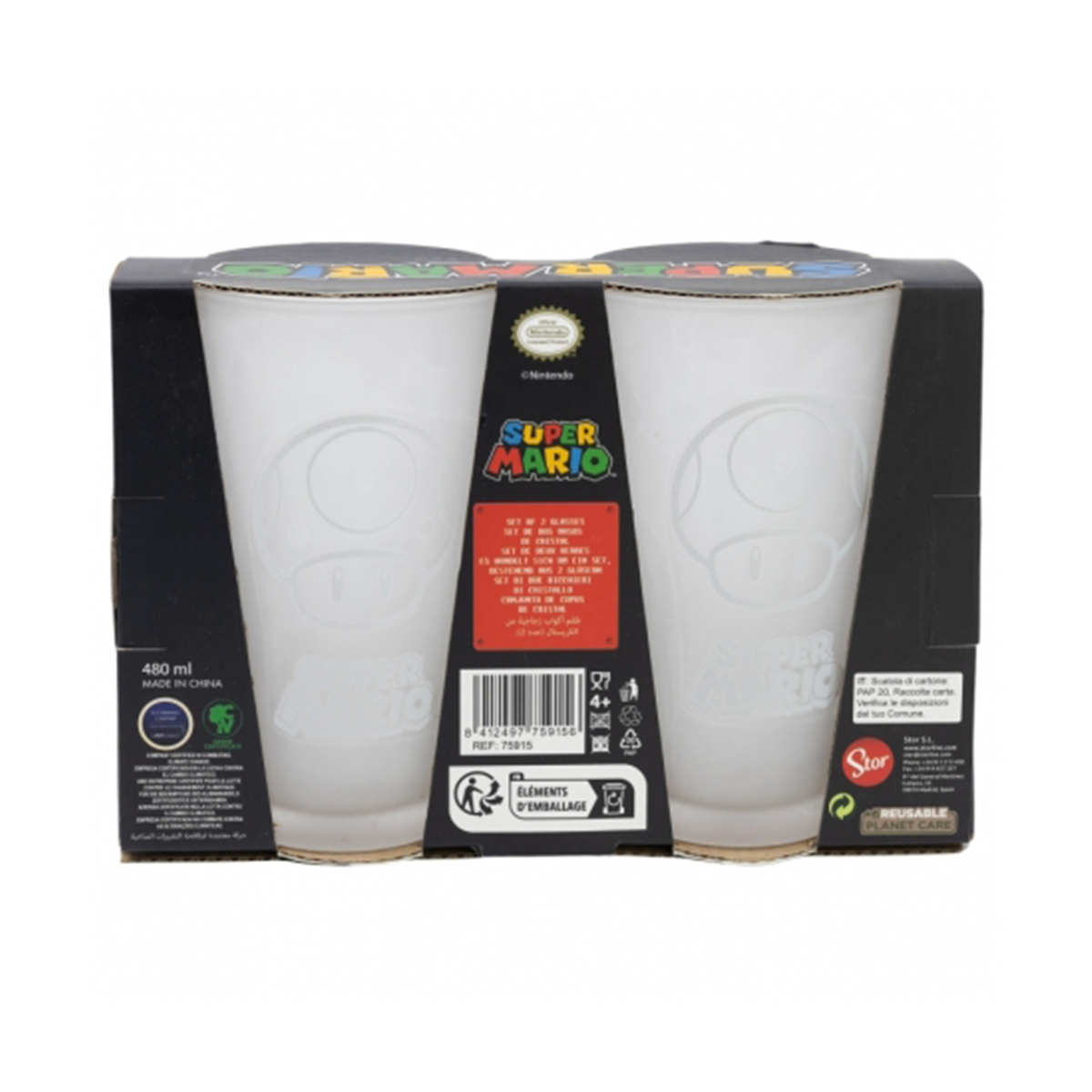 Super Mario - Gläser Set 490 ml (2 Gläser)