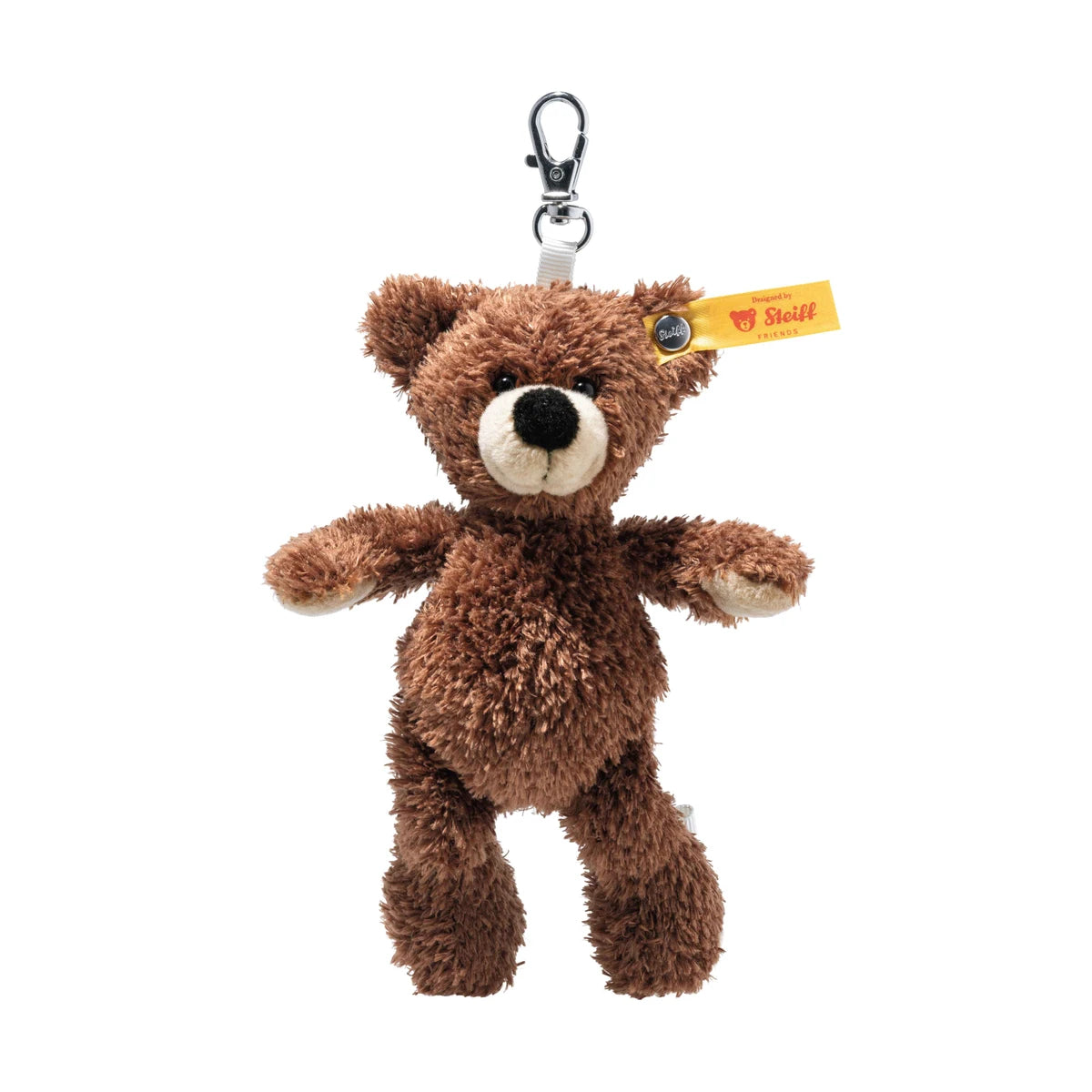 Steiff Anhänger Fynn Teddybär, braun, 12 cm, kuschelweicher Plüsch mit Karabiner und Knopf im Ohr