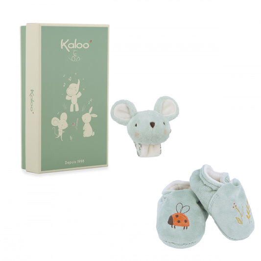Kaloo Klangarmband und Hausschuhe Maus