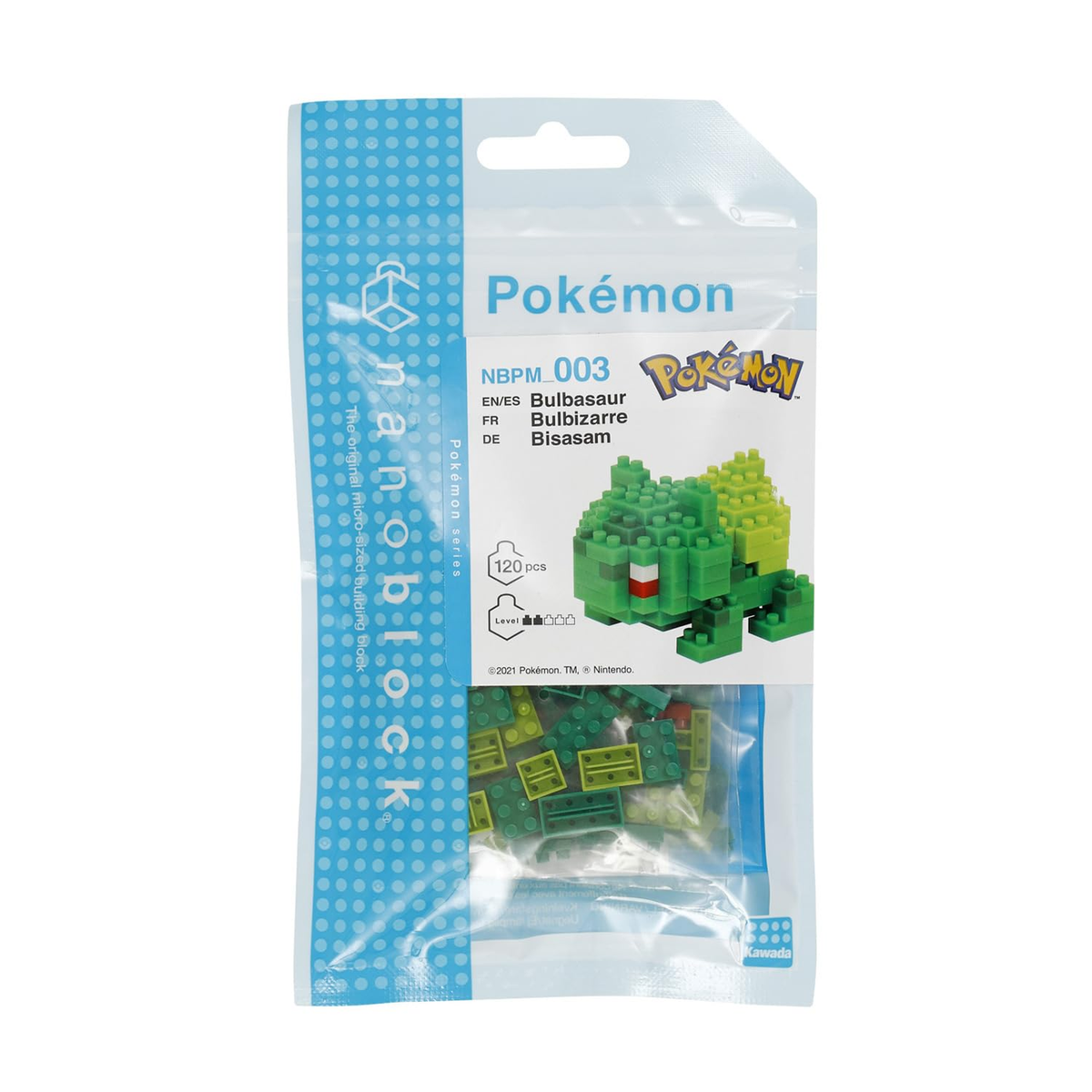 nanoblock Pokémon Bisasam NBPM-003, Verpackung mit 120 Teilen